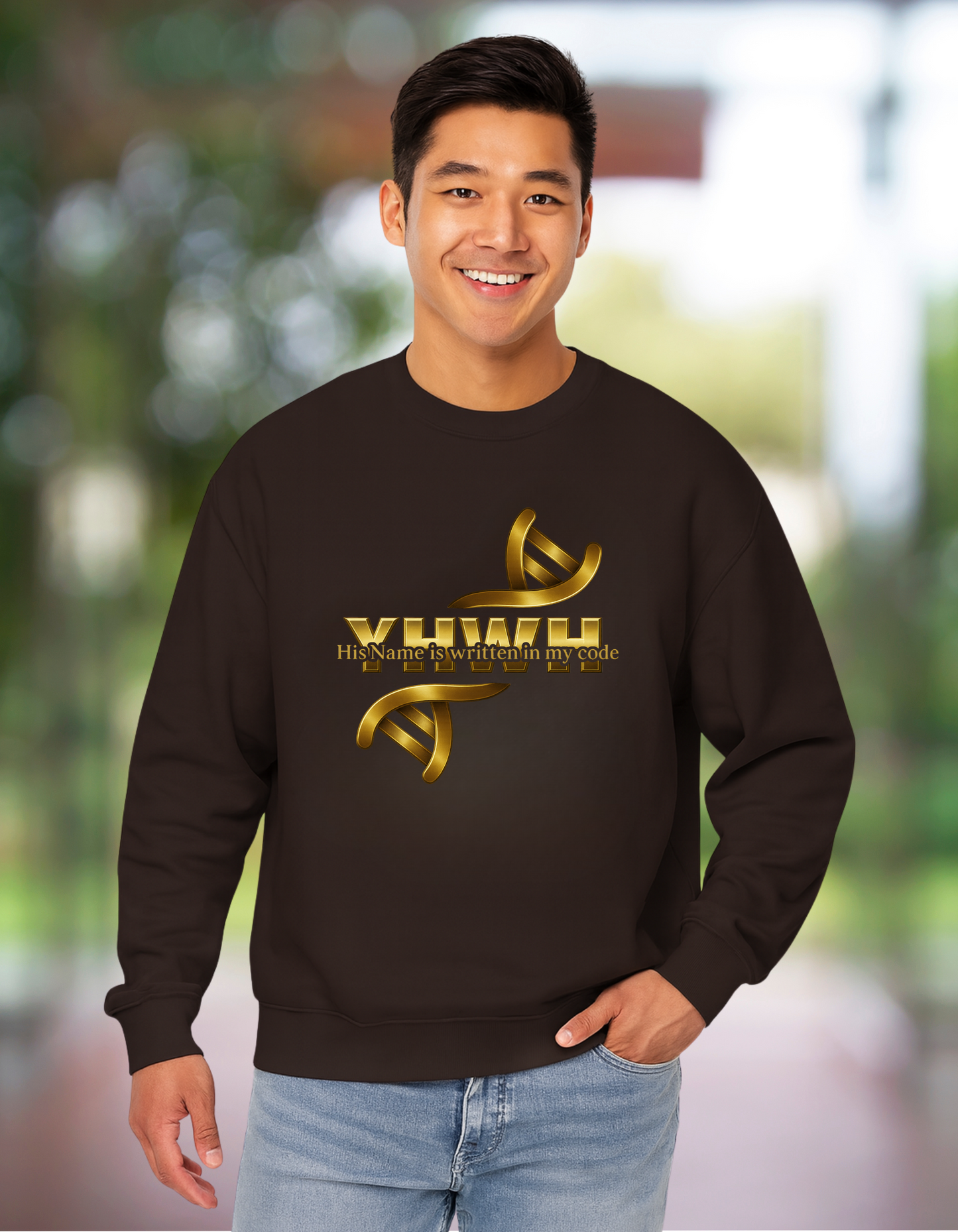 YHWH – His Name Is Written in My Code | Christian DNA Design Tee